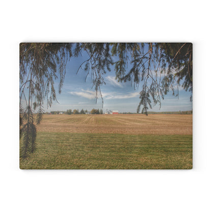 U R There Photography Cass City Farm Rustic Farmhouse Tempered-Glass Cutting Board