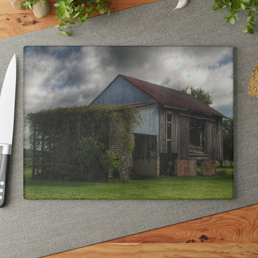 U R There Photography Pergola Barn Rustic Farmhouse Tempered-Glass Cutting Board
