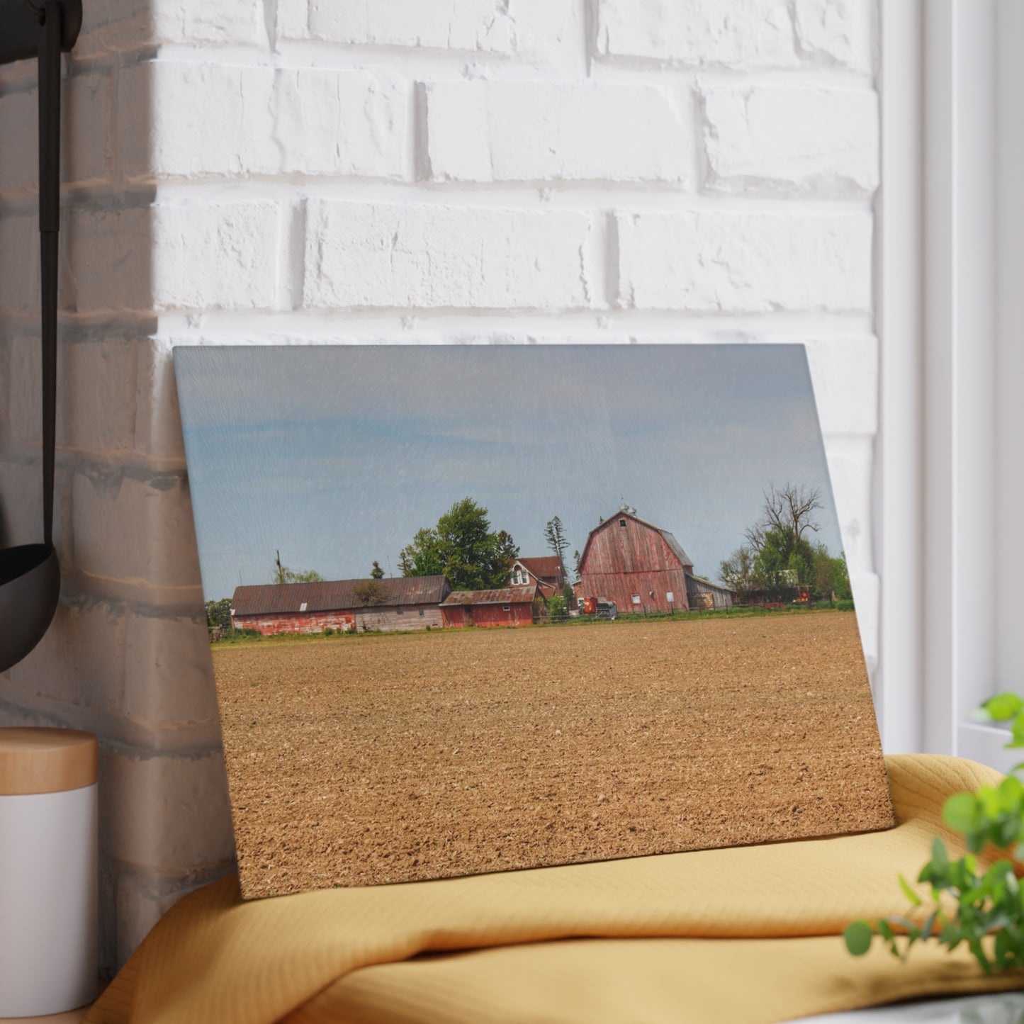 U R There Photography Volz Road Reds Rustic Farmhouse Tempered-Glass Cutting Board