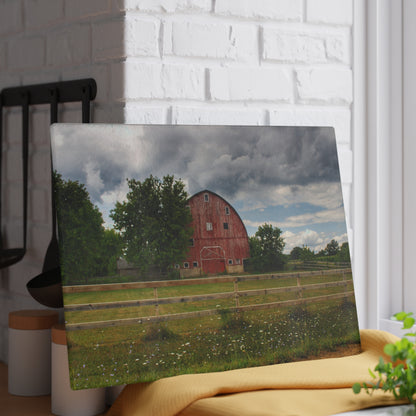 U R There Photography Elba Township Red Rustic Farmhouse Tempered-Glass Cutting Board