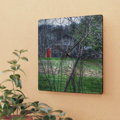 U R There Photography Hidden Capac Grey Rustic Farmhouse Acrylic Analog Wall Clock