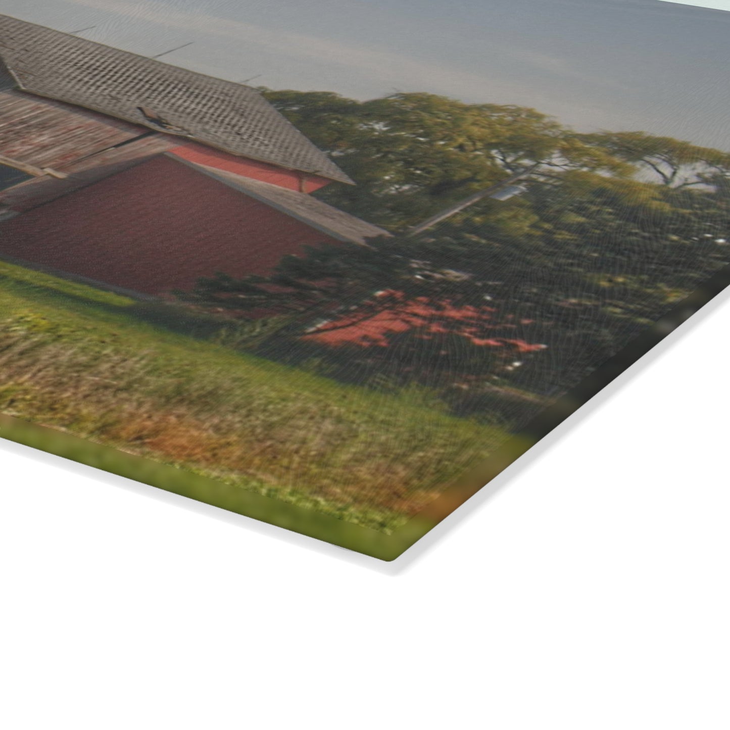 U R There Photography Pigeon Grey Saltbox Rustic Farmhouse Tempered-Glass Cutting Board