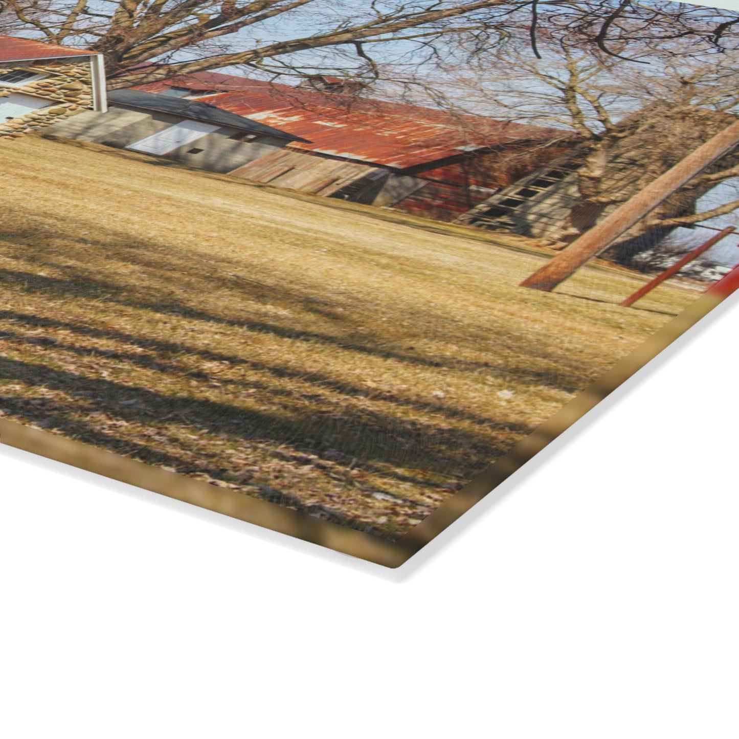 U R There Photography Wolcott Road Farm Rustic Farmhouse Tempered-Glass Cutting Board