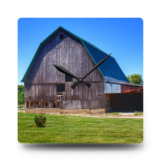 U R There Photography Bishop Grey I Rustic Farmhouse Acrylic Analog Wall Clock
