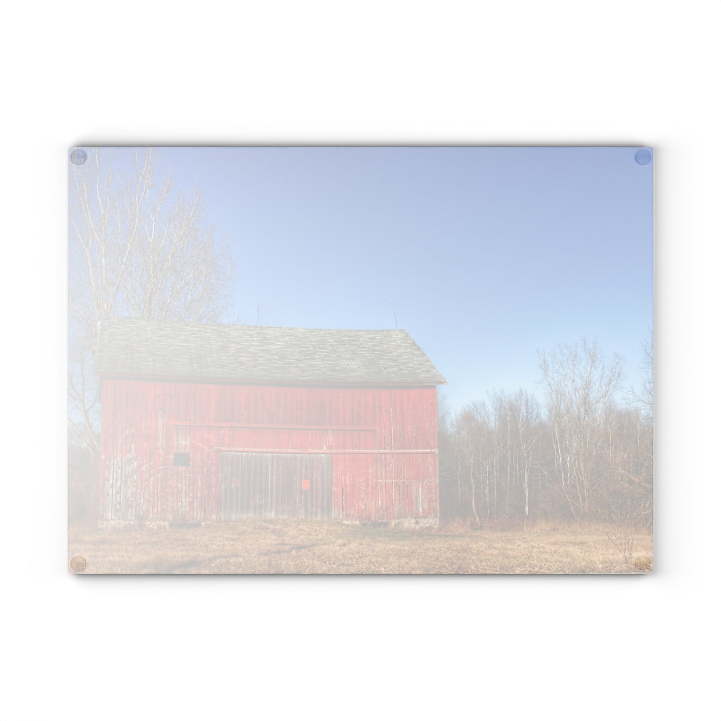U R There Photography Vernor Road Red Rustic Farmhouse Tempered-Glass Cutting Board