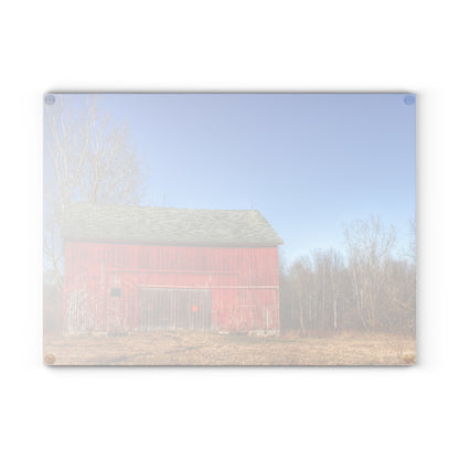 U R There Photography Vernor Road Red Rustic Farmhouse Tempered-Glass Cutting Board