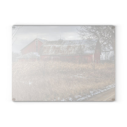 U R There Photography Edward Road Reds Rustic Farmhouse Tempered-Glass Cutting Board