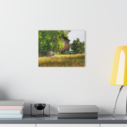 U R There Photography Lum Hidden Fieldstone Red Rustic Farmhouse Acrylic Wall Print