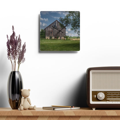 U R There Photography Bohms Road Grey I Rustic Farmhouse Acrylic Analog Wall Clock