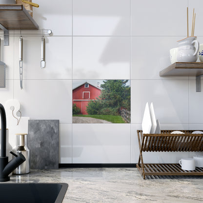 U R There Photography Modern Red I Rustic Farmhouse Decorative Ceramic Tile