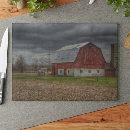 U R There Photography Murray Road Red Rustic Farmhouse Tempered-Glass Cutting Board