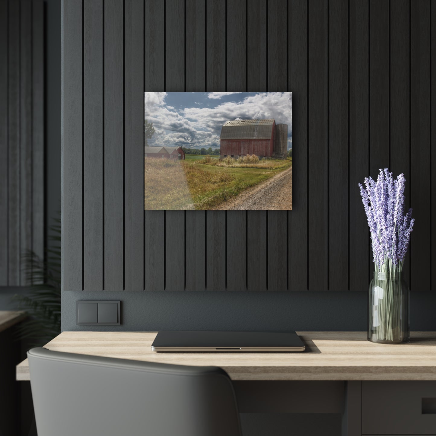 U R There Photography Haines Road Reds Rustic Farmhouse Acrylic Wall Print