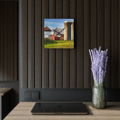 U R There Photography Deckerville Road Grey I Rustic Farmhouse Acrylic Analog Wall Clock