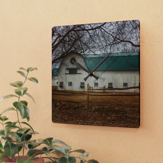 U R There Photography Wilder Road White Rustic Farmhouse Acrylic Analog Wall Clock