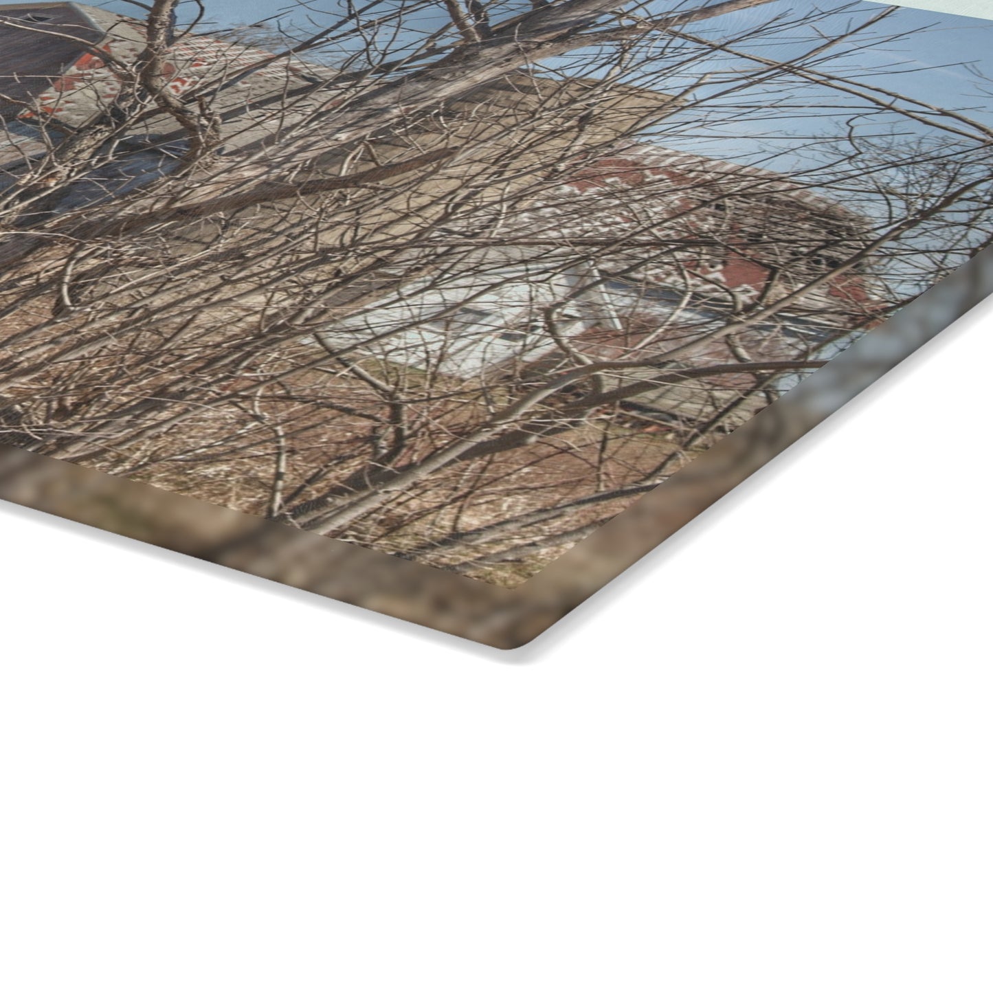 U R There Photography Hill Road Hidden Grey I Rustic Farmhouse Tempered-Glass Cutting Board