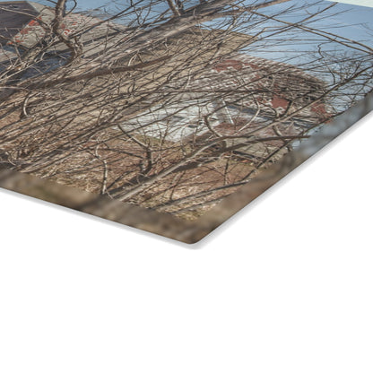 U R There Photography Hill Road Hidden Grey I Rustic Farmhouse Tempered-Glass Cutting Board