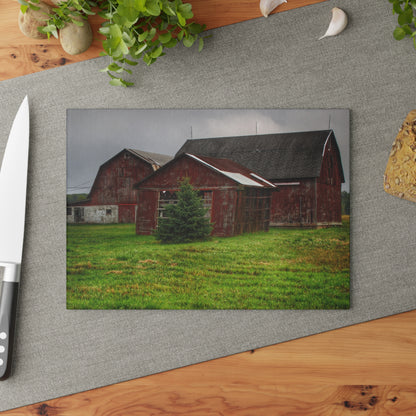 U R There Photography Winslow Road Reds Rustic Farmhouse Tempered-Glass Cutting Board