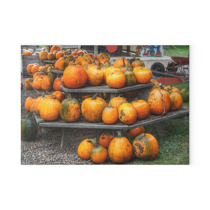 U R There Photography Tabletop Pumpkins Rustic Farmhouse Tempered-Glass Cutting Board
