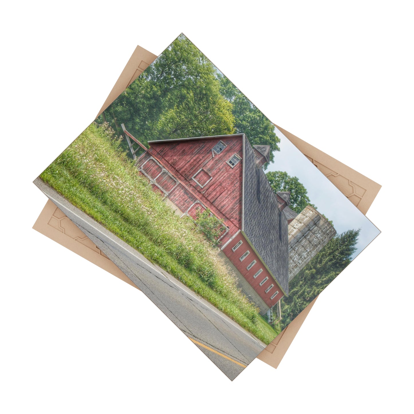 U R There Photography Metamora Red I Rustic Farmhouse Decorative Ceramic Tile