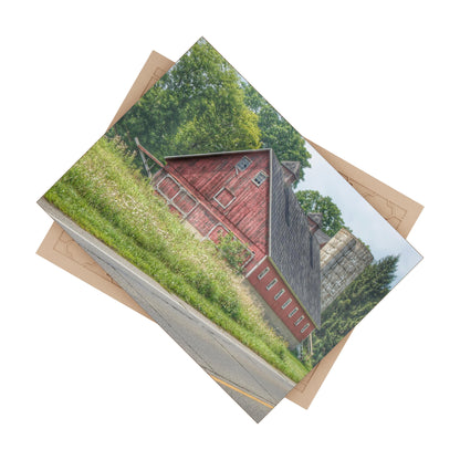 U R There Photography Metamora Red I Rustic Farmhouse Decorative Ceramic Tile