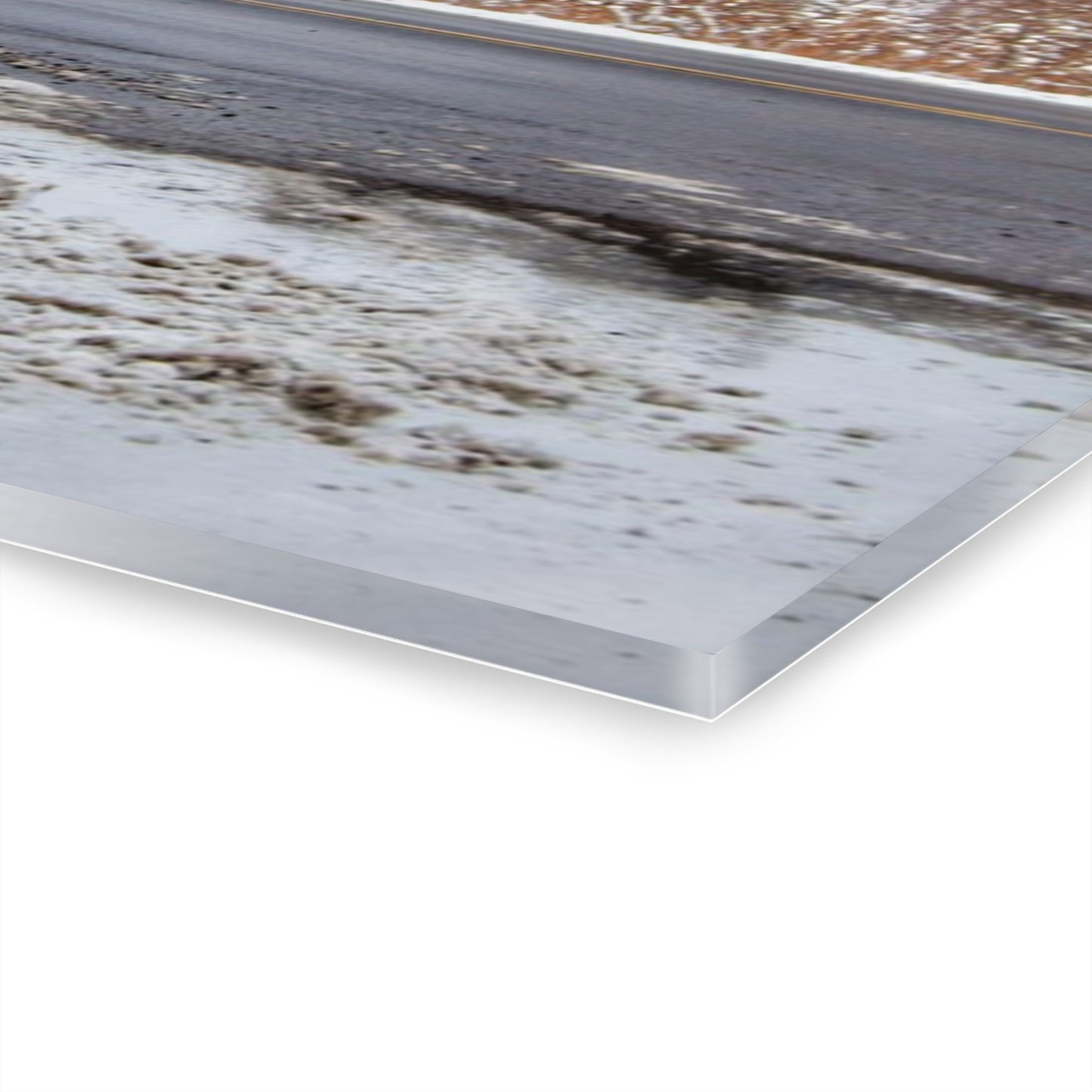 U R There Photography Dodge Road Winter Red Rustic Farmhouse Acrylic Wall Print