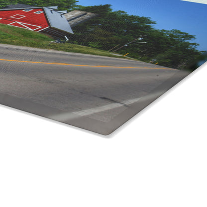 U R There Photography Metamora Red 2020 II Rustic Farmhouse Tempered-Glass Cutting Board