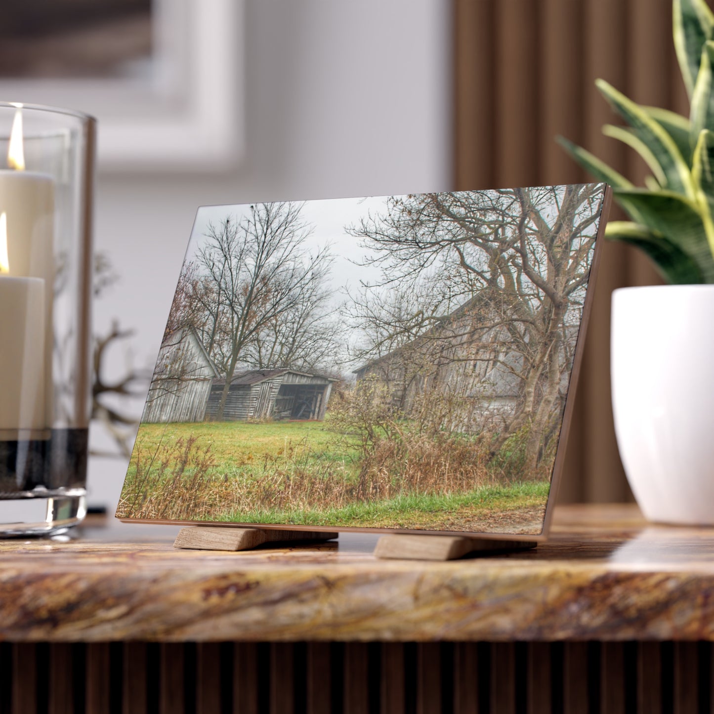 U R There Photography Bowers Road Greys IV Rustic Farmhouse Decorative Ceramic Tile