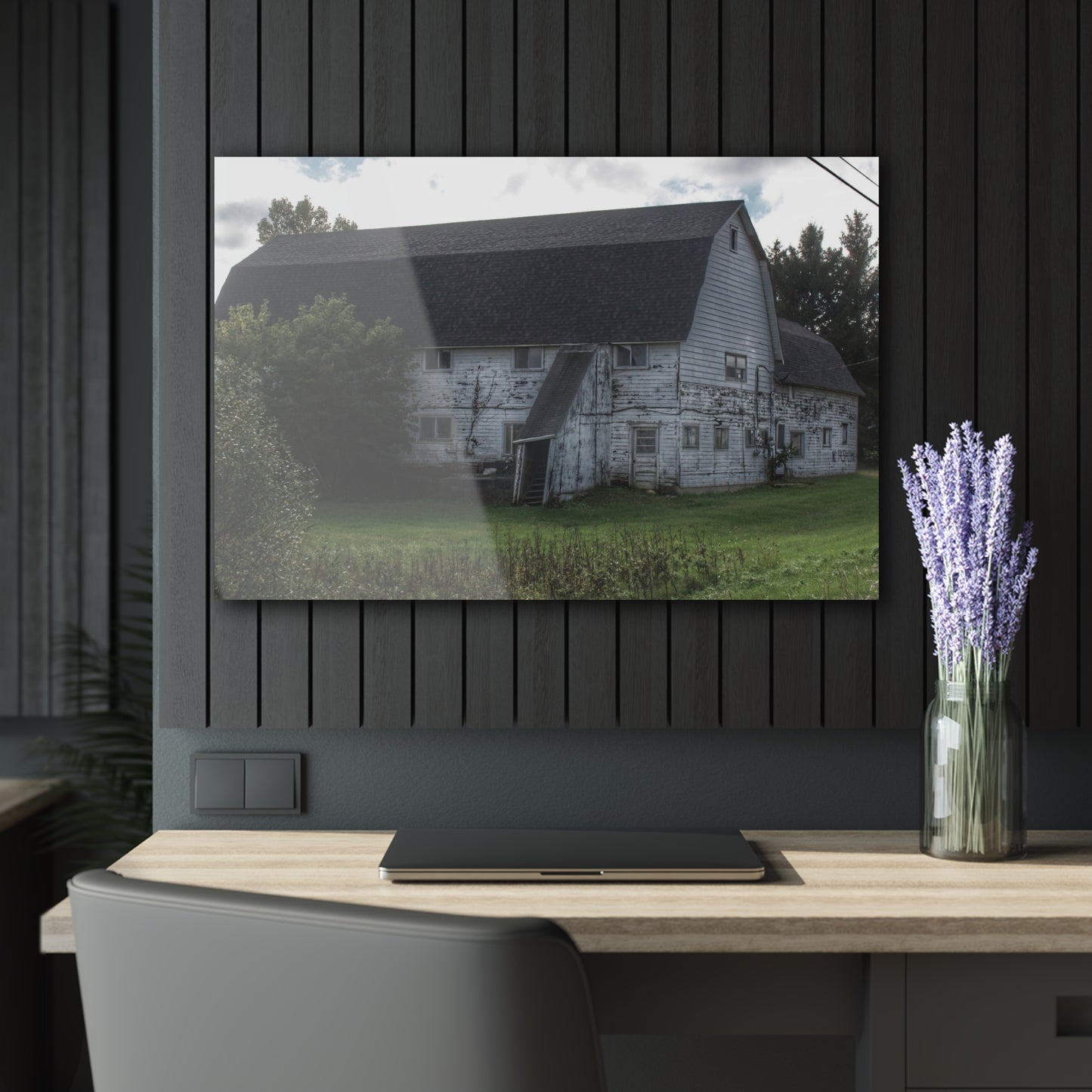 U R There Photography Metamora M-24 White Rustic Farmhouse Acrylic Wall Print