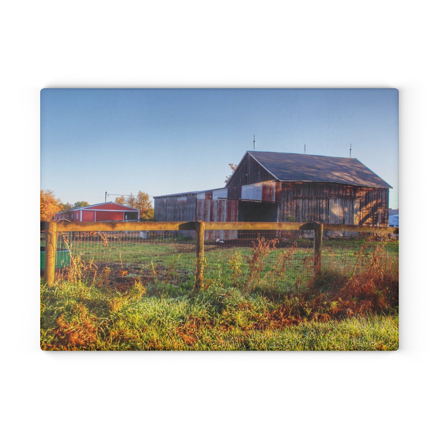 U R There Photography Hunters Creek Grey Saltbox Rustic Farmhouse Tempered-Glass Cutting Board
