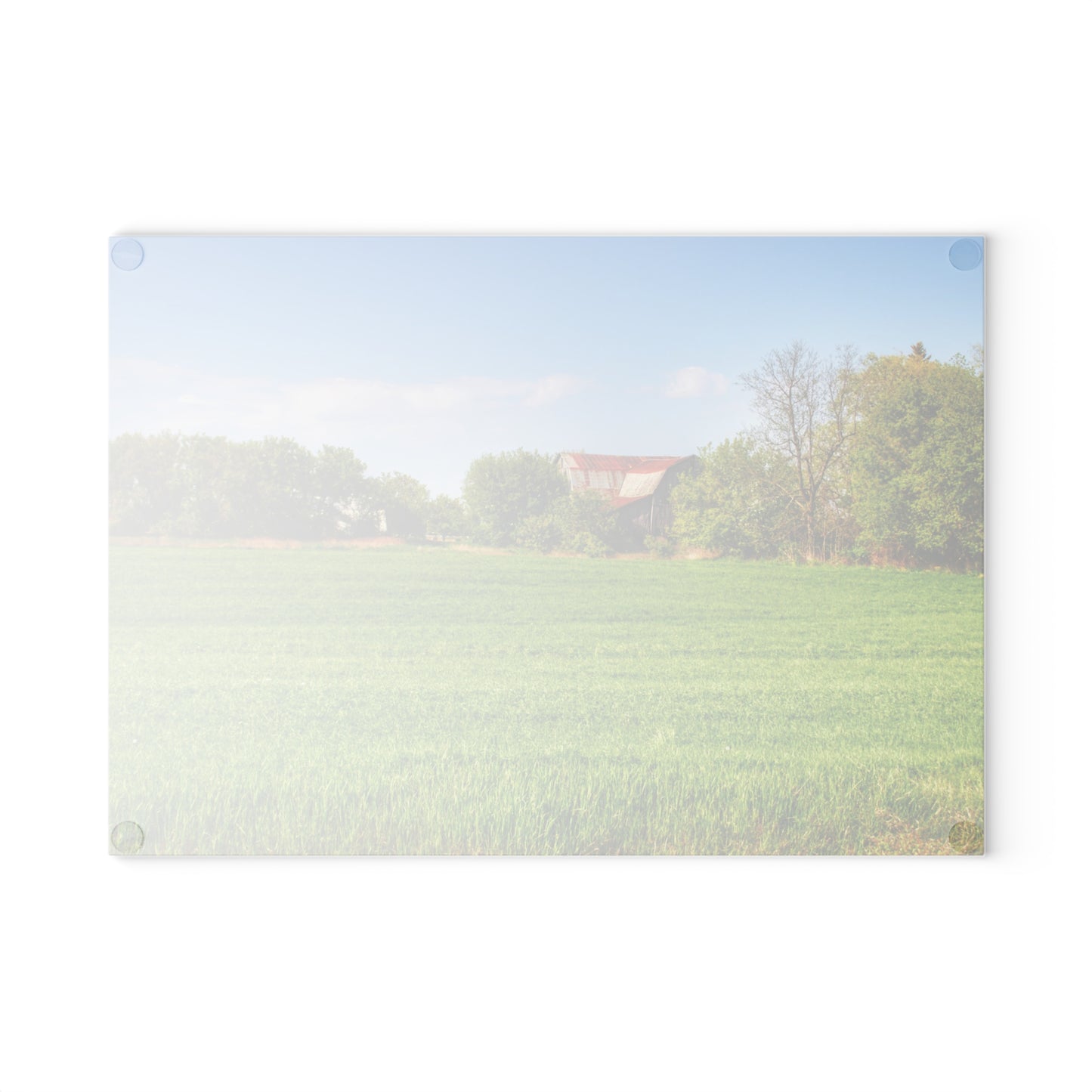 U R There Photography Deckerville Road Hidden Red Rustic Farmhouse Tempered-Glass Cutting Board