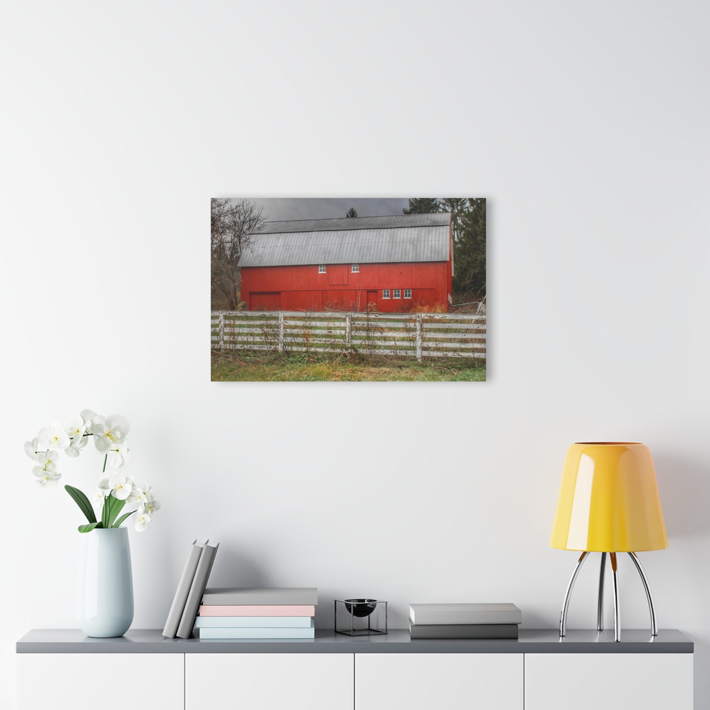 U R There Photography Corralled Red Rustic Farmhouse Acrylic Wall Print