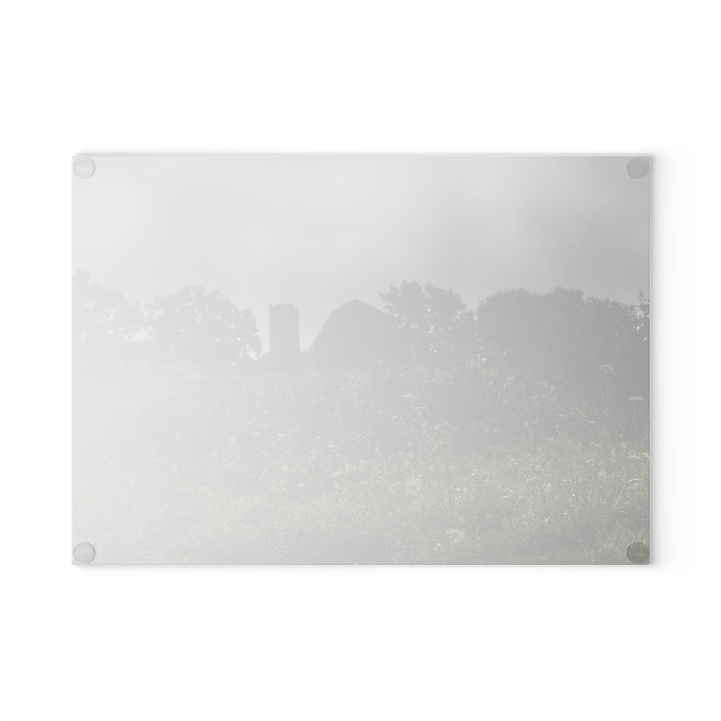 U R There Photography Hill Road Grey in the Fog Rustic Farmhouse Tempered-Glass Cutting Board