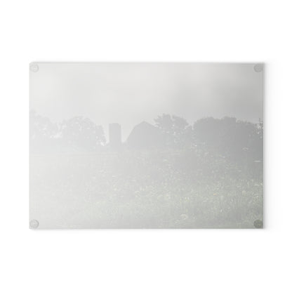 U R There Photography Hill Road Grey in the Fog Rustic Farmhouse Tempered-Glass Cutting Board