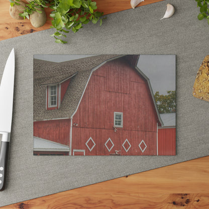 U R There Photography Brauer Road Red Rustic Farmhouse Tempered-Glass Cutting Board