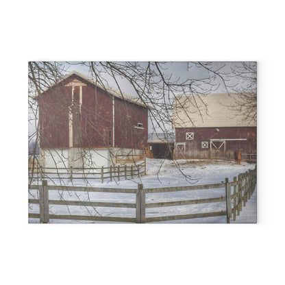 U R There Photography Ebeling Brown Rustic Farmhouse Tempered-Glass Cutting Board