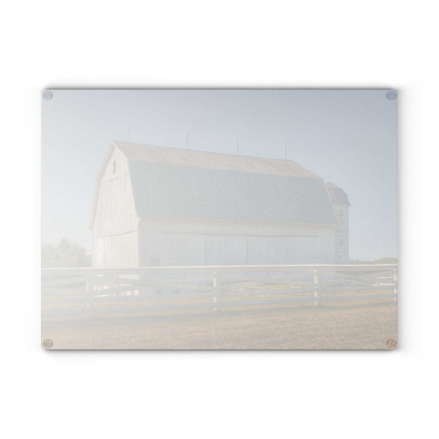U R There Photography Belsay Road White Rustic Farmhouse Tempered-Glass Cutting Board