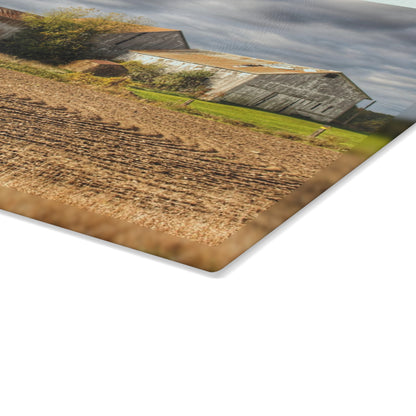 U R There Photography Newark Road Whites Rustic Farmhouse Tempered-Glass Cutting Board