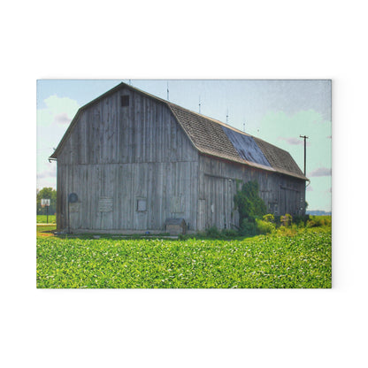 U R There Photography Morning Roadside Grey Rustic Farmhouse Tempered-Glass Cutting Board