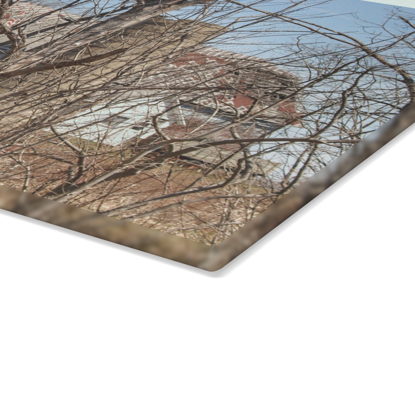 U R There Photography Hill Road Hidden Grey III Rustic Farmhouse Tempered-Glass Cutting Board