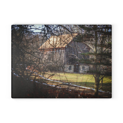 U R There Photography Newark Road Hidden Fieldstone Grey Rustic Farmhouse Tempered-Glass Cutting Board