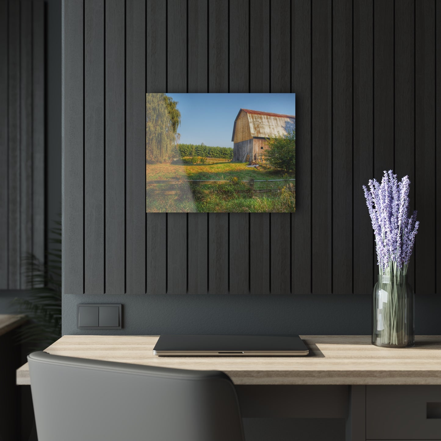 U R There Photography Snover Golden Grey Rustic Farmhouse Acrylic Wall Print