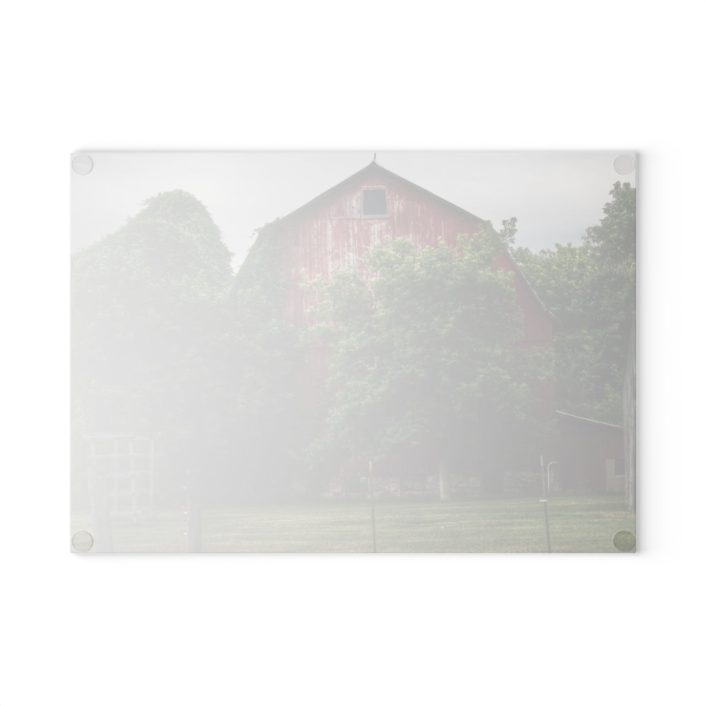 U R There Photography Otter Lake Road Hidden Red Rustic Farmhouse Tempered-Glass Cutting Board