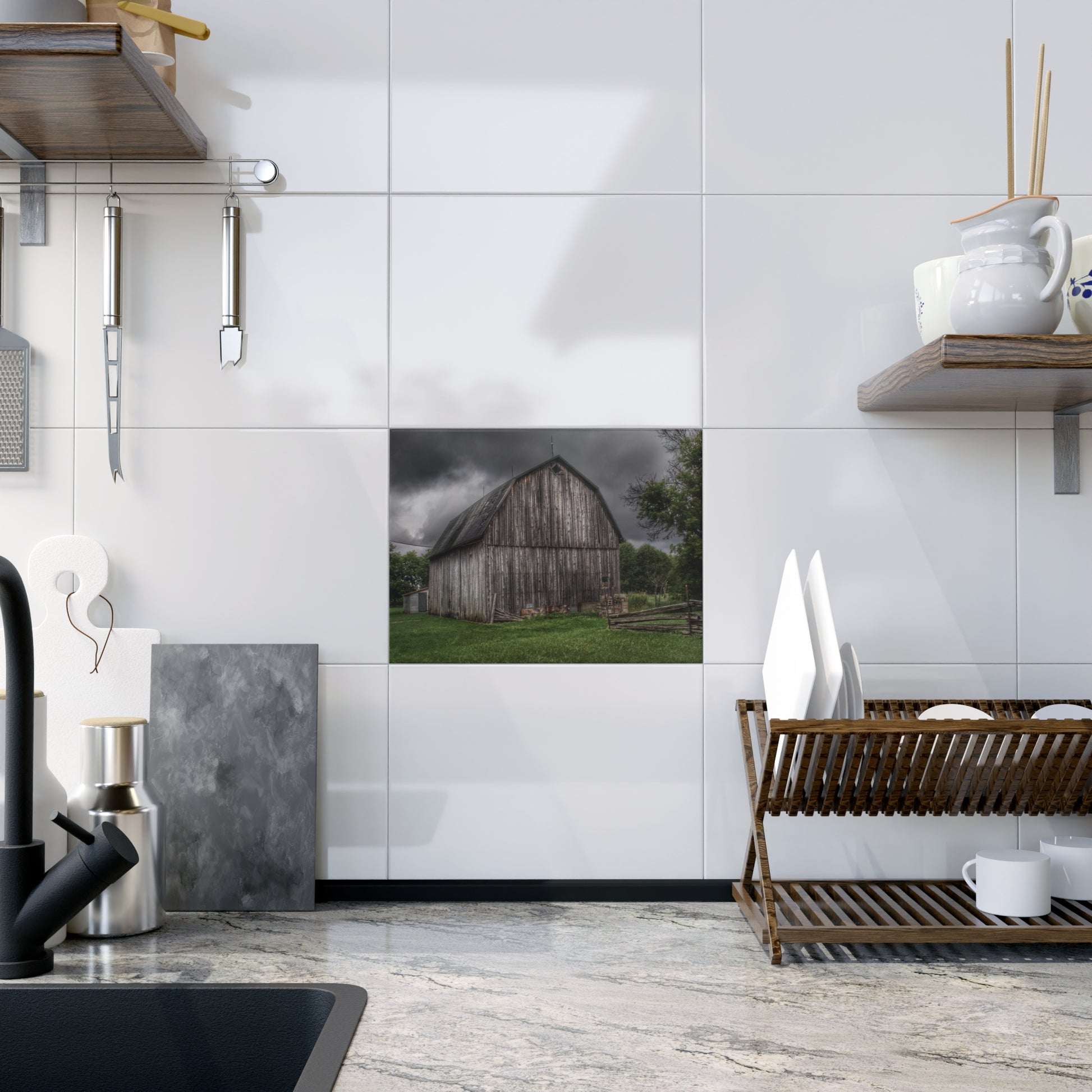 Attica Grey Rustic Farmhouse Decorative Ceramic Tile