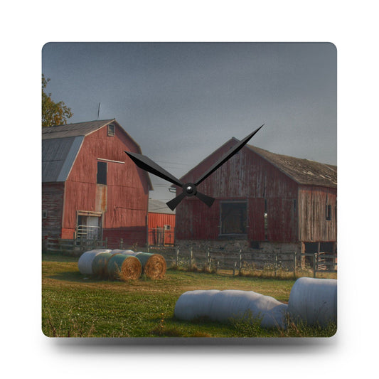 Irish Road Old Reds I Rustic Farmhouse Acrylic Analog Wall Clock 10.75'' × 10.75'' (Square)