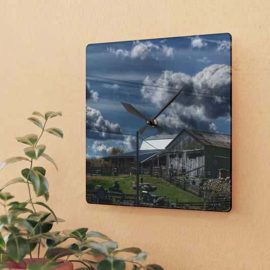U R There Photography Sutton Road Haybarn Rustic Farmhouse Acrylic Analog Wall Clock