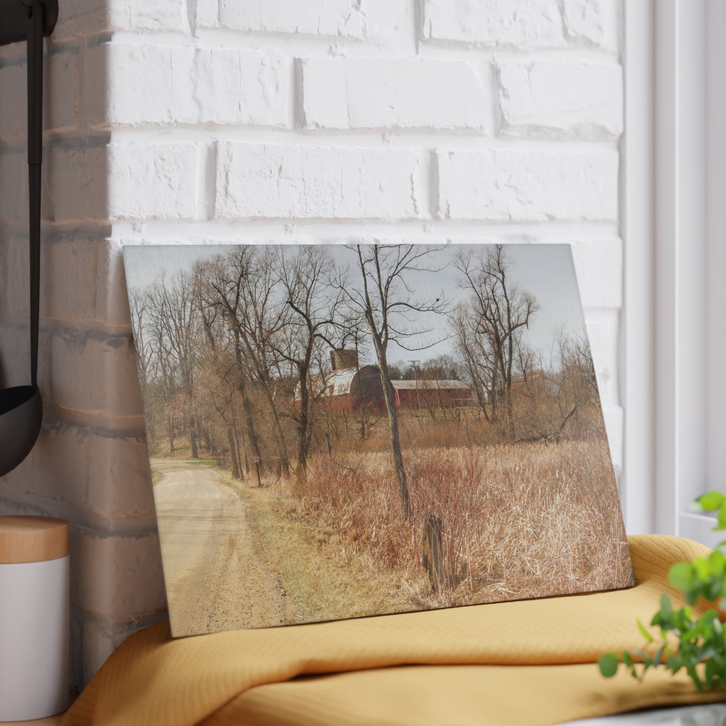 U R There Photography Hough Road Hidden Reds Rustic Farmhouse Tempered-Glass Cutting Board
