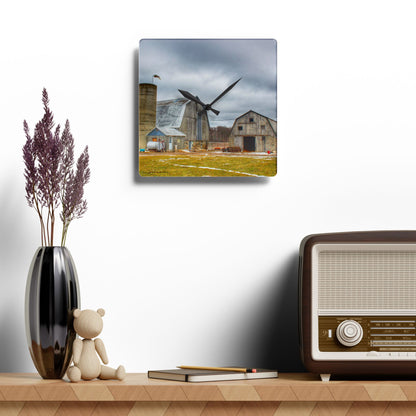 U R There Photography Chapman Road Greys Rustic Farmhouse Acrylic Analog Wall Clock