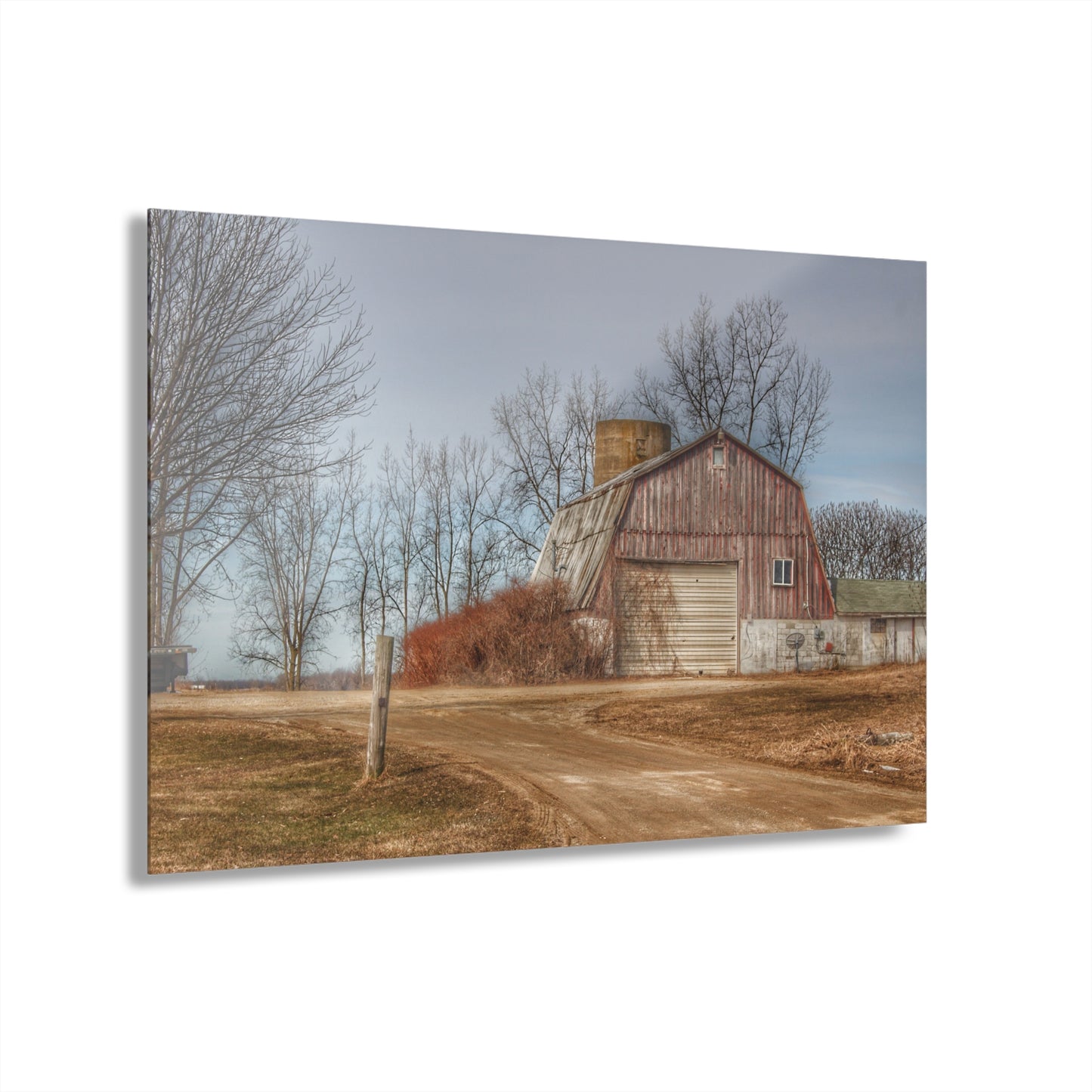U R There Photography Maple Valley Road Red I Rustic Farmhouse Acrylic Wall Print