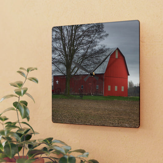 U R There Photography South Summers Road Star Barn Rustic Farmhouse Acrylic Analog Wall Clock