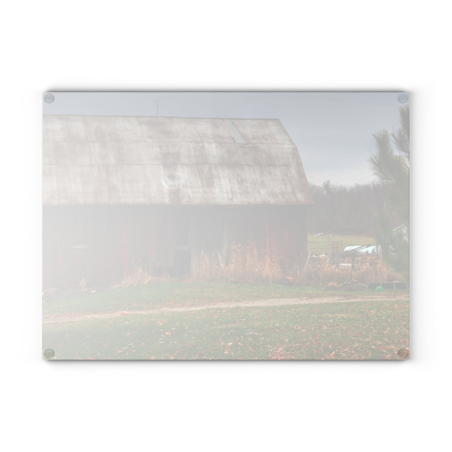 U R There Photography Castle Road Relic Red Rustic Farmhouse Tempered-Glass Cutting Board